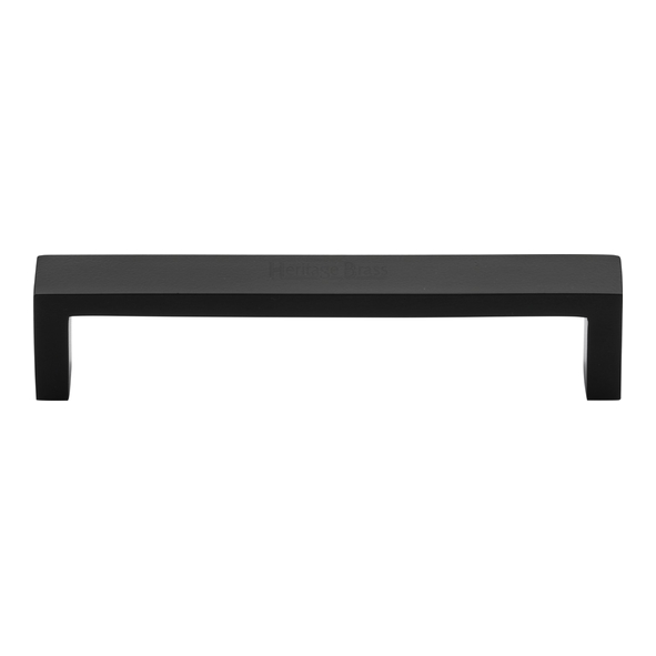 C4520 128-BKMT • 128 x 136 x 28mm • Matt Black • Heritage Brass Wide Metro Cabinet Pull Handle